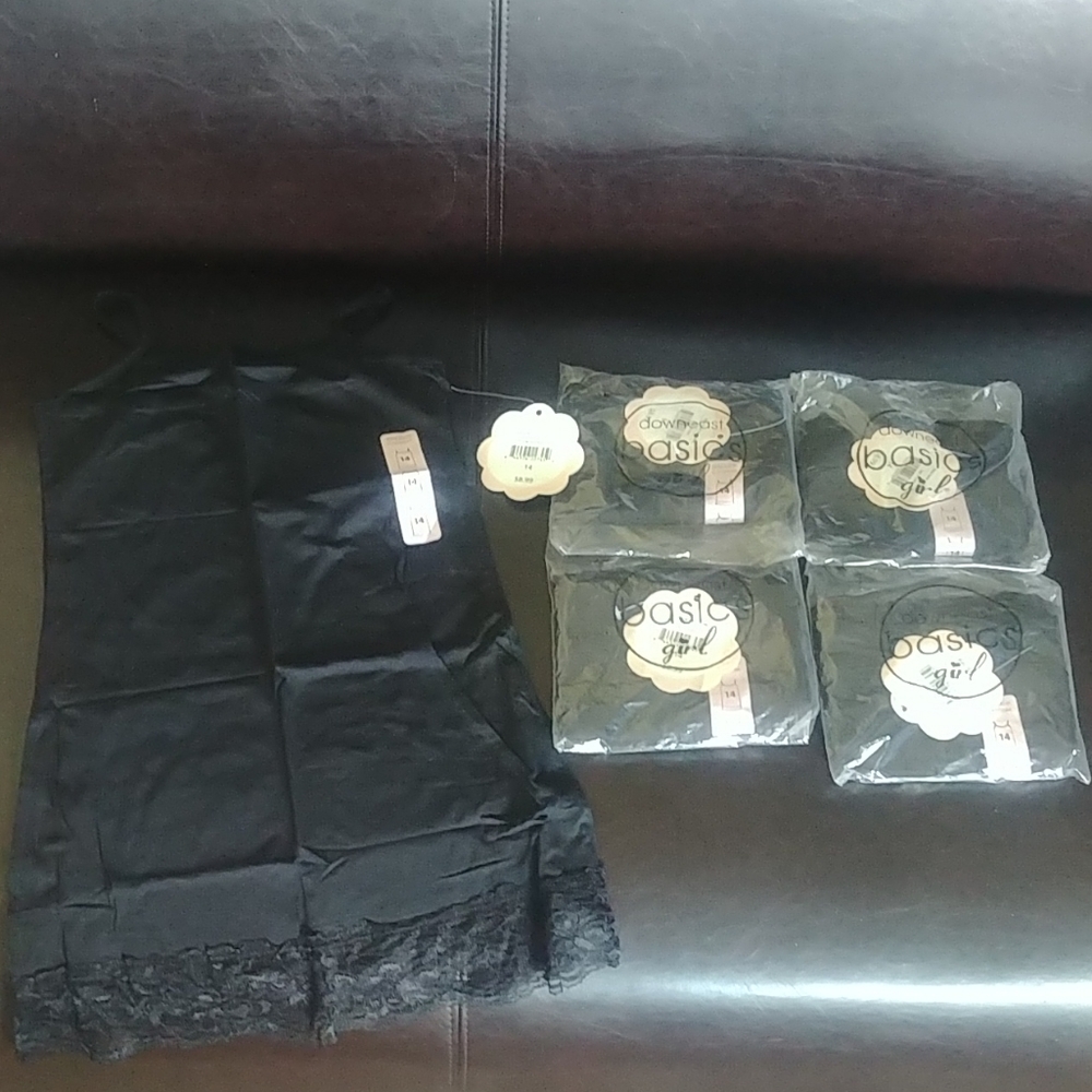 5 Downeast black lace camisoles